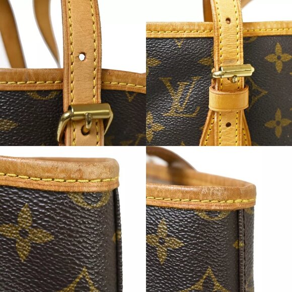 LOUIS VUITTON BUCKET PM Shoulder Tote Bag Monogram Leather Brown - Picture 6 of 10